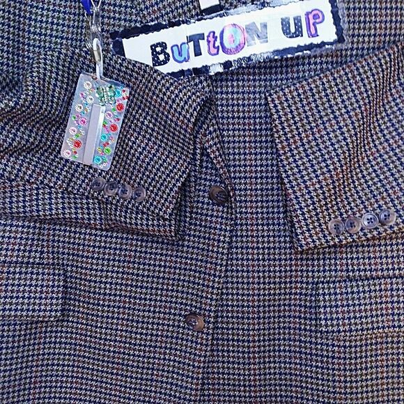 Roundtree & Yorke Dillards Wool Tan Tweed Houndstooth Blazer Sports Coat 48R - Picture 7 of 11